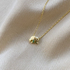 Elephant Necklace, 14K Solid Gold Necklace, Tiny Elephant Necklace, Sterling Silver Necklace, Lucky Animal, Minimalist, Animal Lover Gift.