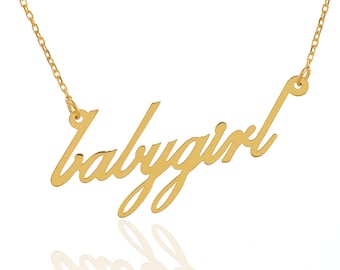 Custom Name Necklace, 14K Solid Gold Necklace, Personalized Necklace, Initial Letter Necklace, Babygirl Necklace, Minimalist Necklace