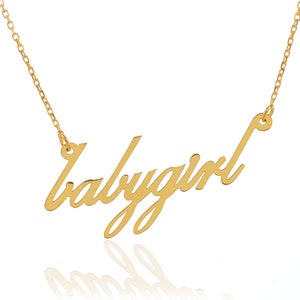 Custom Name Necklace, 14K Solid Gold Necklace, Personalized Necklace, Initial Letter Necklace, Babygirl Necklace, Minimalist Necklace