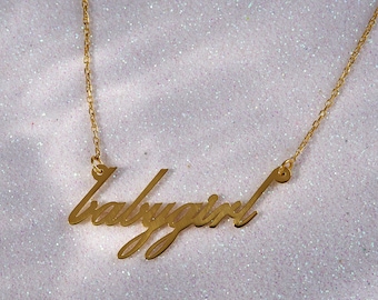 14K Gold Babygirl Necklace, 925 Silver Necklace, 22K Gold Plated Necklace, Baby Girl Necklace, Birthday Gift, Valentines Day Gift, Halloween