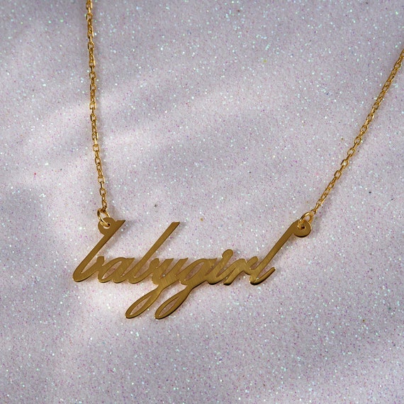 Girly Necklace Gold Color Plating Babygirl Name Logo Letter Pendant Necklace  For Women Girl Jewelry Accessory - AliExpress