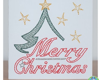 4x4 inch Christmas Card Snazzy Merry Christmas ITH Machine Embroidery 100x100 mm