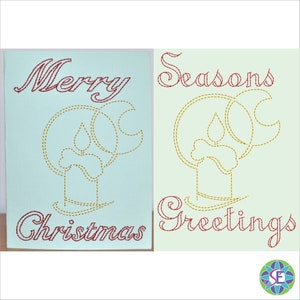 5x7 pouces Carte de Noël Bougie gracieuse ITH Machine Broderie 130x180 mm