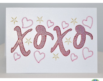 XOXO Card: Valentines Embroidery Design (5x7 inch)