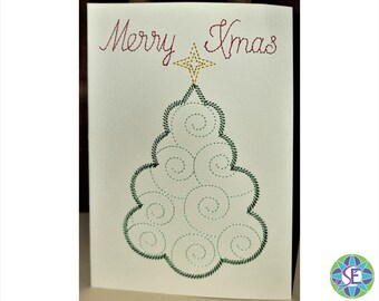 5x7 inch Christmas Card Fancy Merry Christmas ITH Machine Embroidery 130x180 mm
