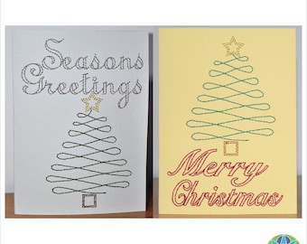 4x4 inch Christmas Card Swirl Christmas Tree ITH Machine Embroidery 100x100 mm