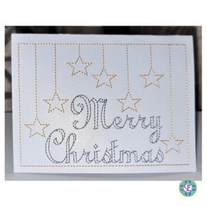 Cartão de Natal de 5x7 polegadas Twinkle Stars Feliz Natal com bordado à máquina 130x180 mm