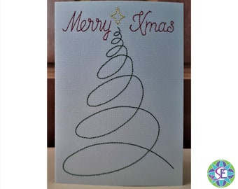 5x7 inch Christmas Card Trendy Merry Christmas ITH Machine Embroidery 130x180 mm
