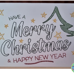 Weihnachtskarte 130x180 mm Ith Stickdatei Frohe Weihnachten & Frohes Neues Jahr 130x180 mm