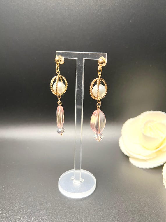 Caged White Pearl Earrings, Elegant Pearl Earrings, Gold Accent Pearl Earrings, Bridal Jewelry, Wedding Accessory
