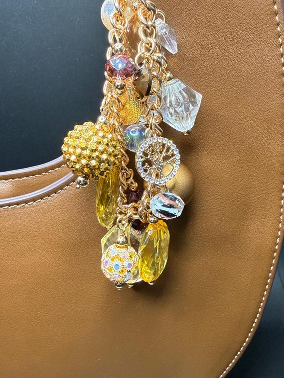 Gold Tree of Life Charm Beaded Bracelt/Purse Bracelet with Bling “O” ring