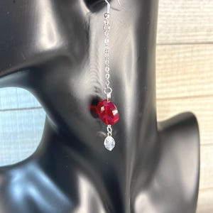 Silver and Red Earrings, Red Crystal Dangle Earrings, Elegant Earrings, Red Bridal Jewelry, Beaded Earrings