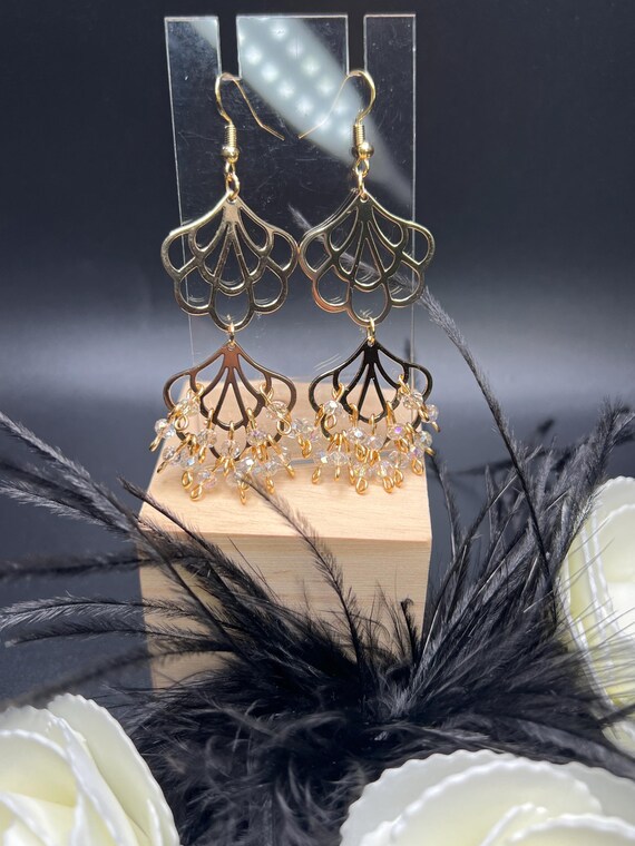 Gold Chandelier Beaded Earrings