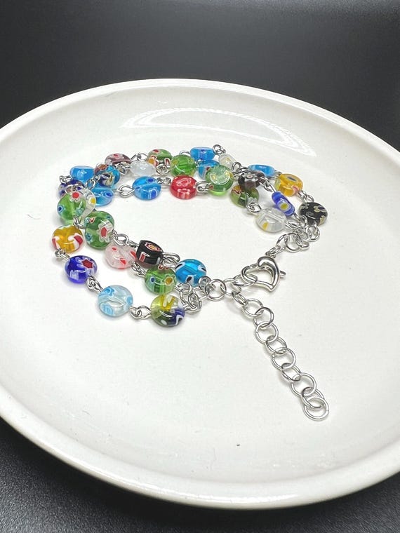 Flower Beaded Bracelet, Flower Bracelet, Flower Rainbow Bracelet, Avant Garde Jewelry, Boho Jewelry, Gift for Her