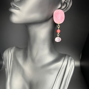 Pink Statement Earrings, Pink Earrings, Wedding Jewelry, Bridesmaid Accessories, Bridal Jewelry, Gift for Her