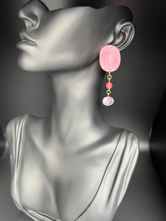 Pink Statement Earrings, Pink Earrings, Wedding Jewelry, Bridesmaid Accessories, Bridal Jewelry, Gift for Her