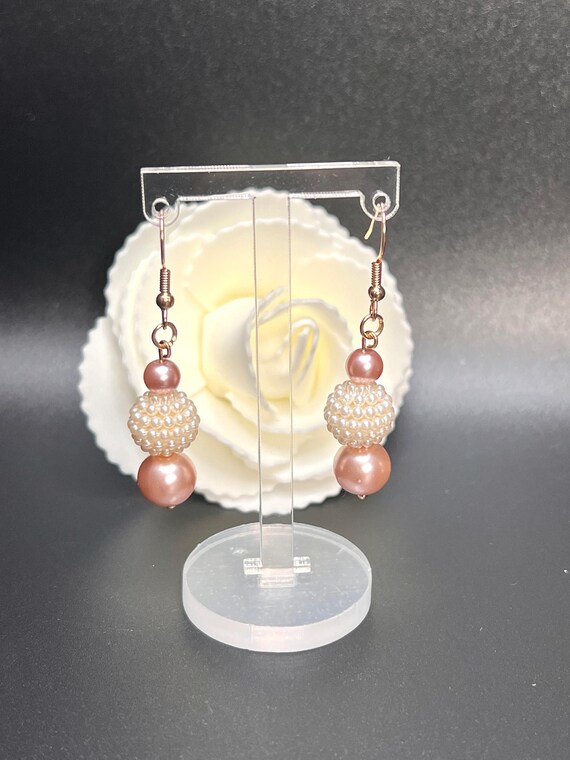 Pink Pearl Earrings, Pink Earrings, Pink Wedding Accessories, Prom Jewelry, Bridesmaid Gift, Elegant Pink Pearls
