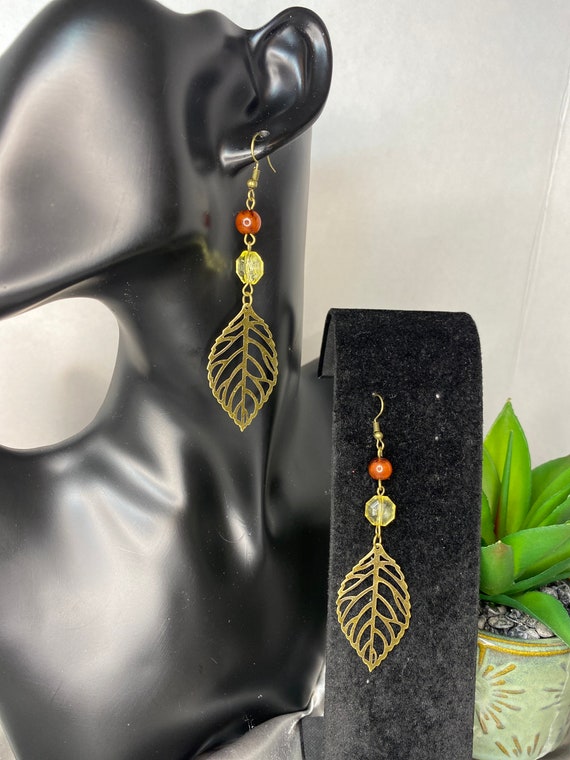 Bronze Leaf Drop Earrings, Bronze Earrings, Leaf Earrings, Boho Earrings, Vacation Jewelry, Gift for Her