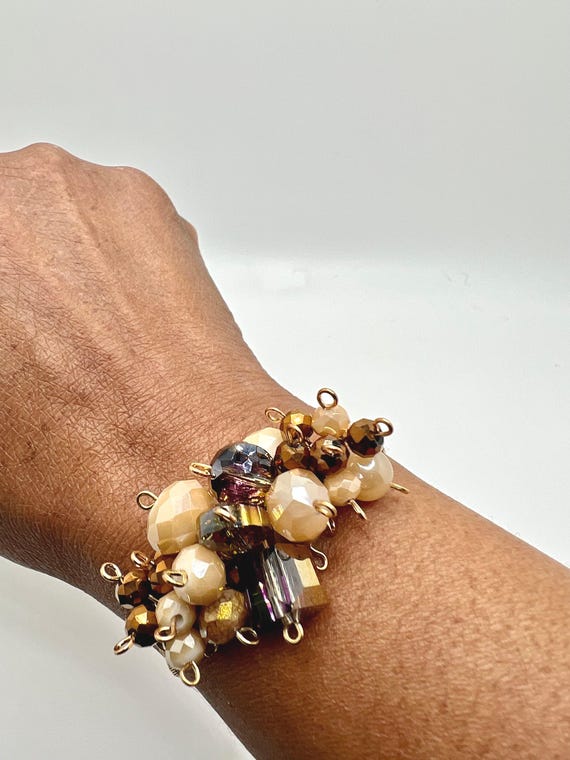 Brown and Beige Beaded Bracelet, Elegant Design, Beaded Jewelry for Her, Fashion Bracelet, Unique Handmade Gift