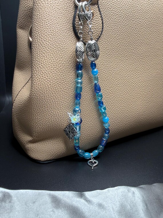 Purse Bracelet Blue Butterfly Charm With Heart Lobster Claw