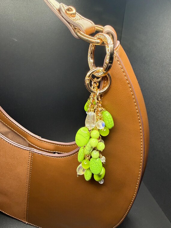 Green and Gold Beaded Purse Bracelet w/Bling “O” ring