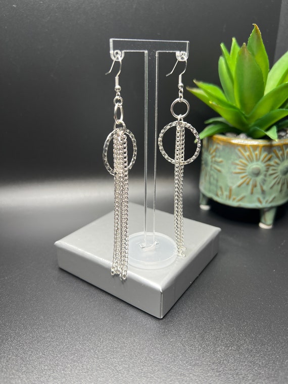 Silver Etched Hoop Earrings