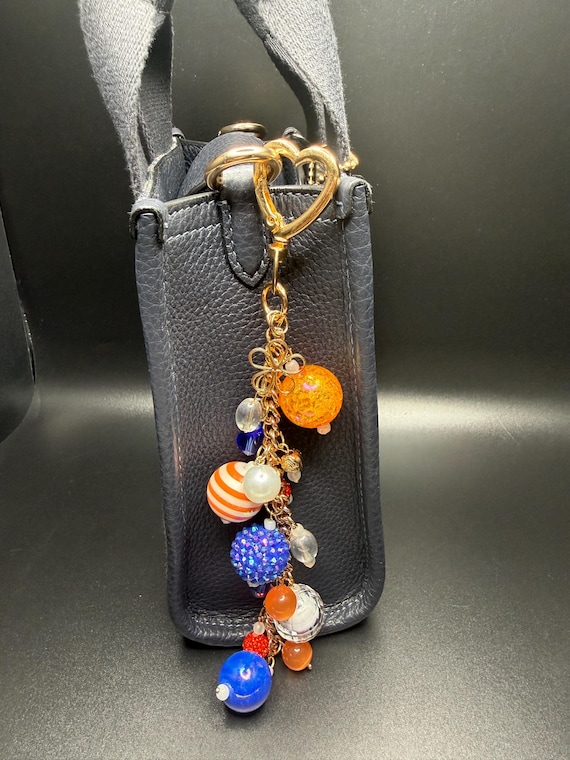 Knicks Inspired Heart Hook Beaded Keychain Purse Accessories