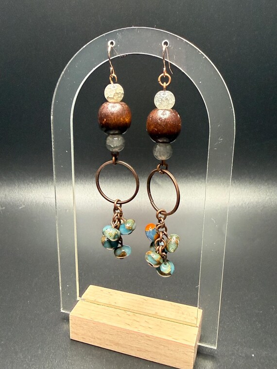 Copper Wood Beaded Earrings