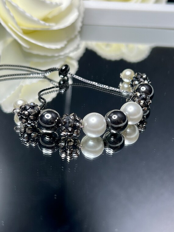 Hematite Beaded Bracelet, Beaded Bracelet, Handmade Jewelry, Bridal Jewelry, Gift for Her, Minimalist Bracelet