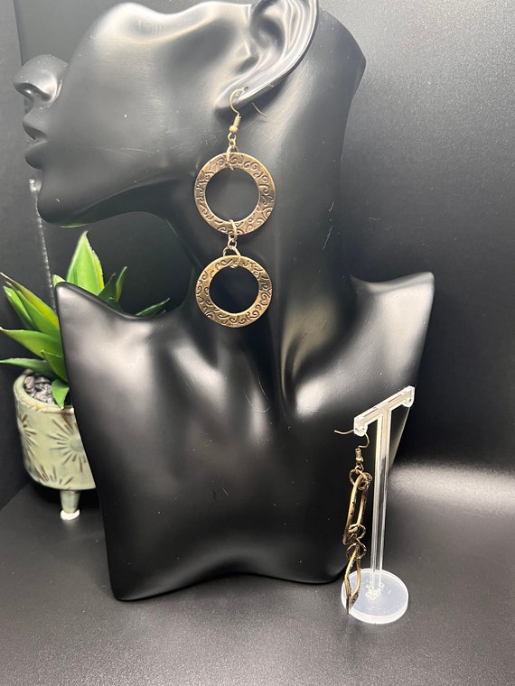 Brass Hoops Earrings, Brass Dangle, Double Hoop Earrings, Brass Earrings, Gift Under 50, Modern Jewelry