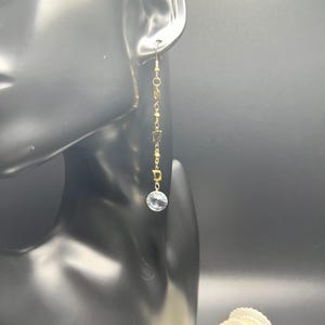 Gold and Crystal Drop Earrings, Long Gold Crystal Earring, Bridal Jewelry, Prom Jewelry, Handmade Jewelry
