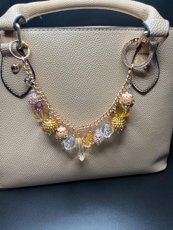 Gold and Bling Purse Charm Bracelet with Bling O Ring