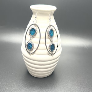 Abalone and Silver Hoop Earrings, Modern Silver Earrings, Abalone Earrings, Silver Hoop Earrings, Elegant Jewelry