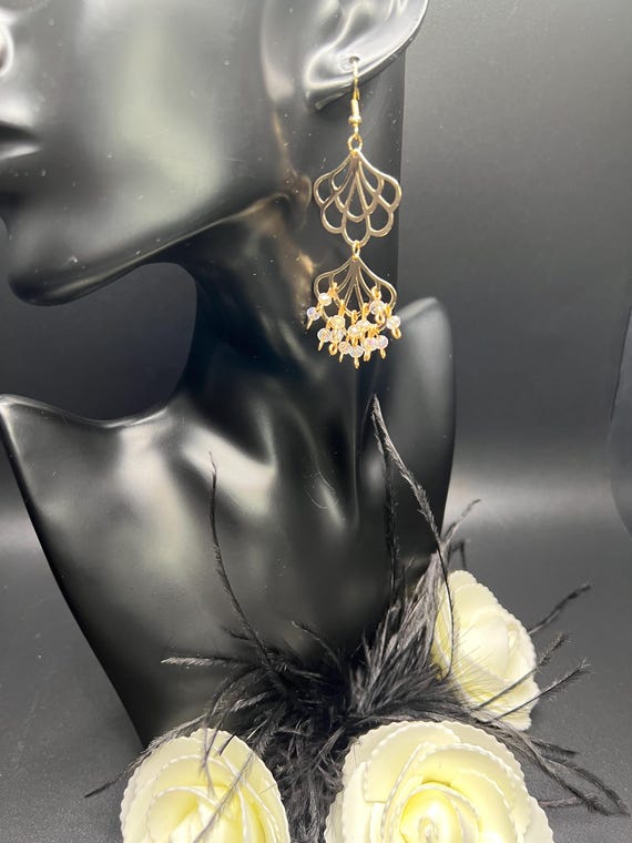 Gold Chandelier Beaded Earrings