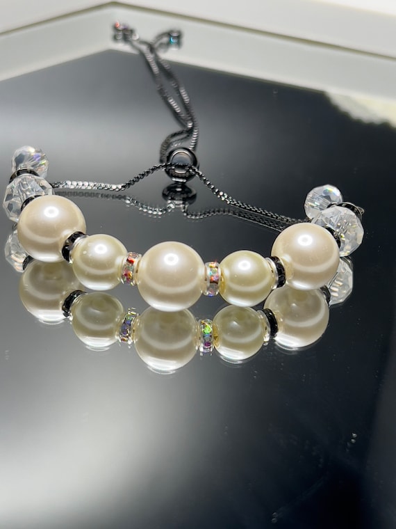 Pearl Beaded Bracelet, Beaded Bracelet, Handmade Bracelet, Bridal Jewelry, Anniversary Jewelry, Wedding Jewelry
