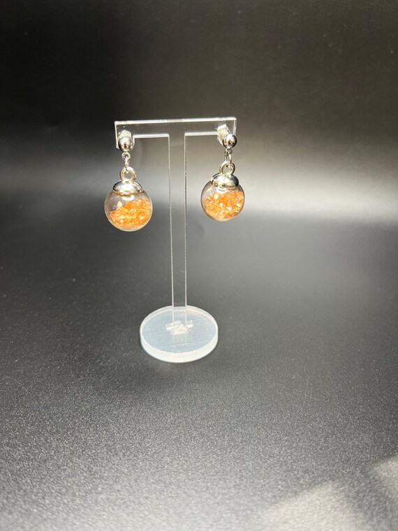 Peach Glass Globe Charm Earring