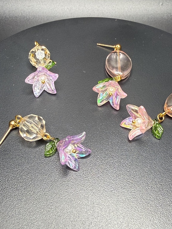 Flower Drop Pendant Earrings