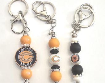 Bear Down Chicago Keychain Charm, Bears NFL Purse and Zipper Pull Gift, Football Fan Bag Charm