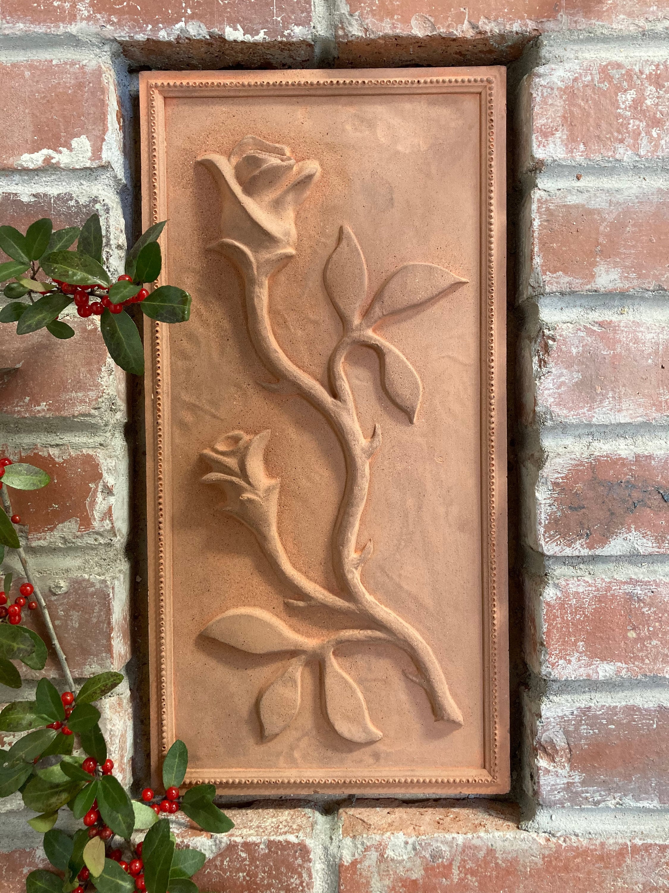 Secret Garden Roses Wall Sculpture, for Patios Gate Ways, Courtyards