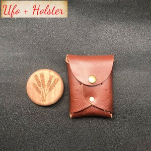 UFO BREAD LAME Wood is engraved a wheat bunch, 48 mm diameter & Thick 12 mm easy scoring bread. Gift for baker or valentine's day Ufo + Holster