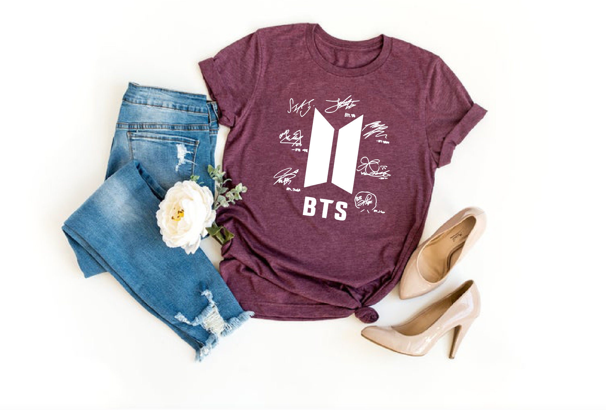 Bts Group Signatures Tshirt, Korean Music Group, Korean Style, Kpop S…