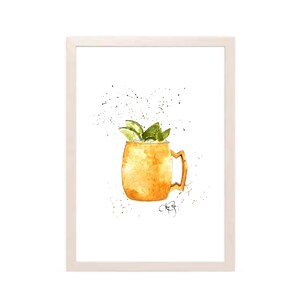 Moscow Mule Cocktail Watercolour Print | Kitchen Bar Art | Interior Art | Watercolour Painting