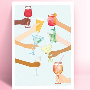 Cyfrowe pobieranie wydruków napojów - wydruków koktajlowych - zabawnych wydruków alkoholowych - uroczych wydruków na wózkach barowych - żywej sztuki barowej - idealny prezent dla miłośnika koktajli