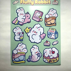 Adesivos de coelho fofo Milkjoy, à prova d'água, adesivos para celular, planejadores, diários, scrapbooking, adesivos Hydroflask, decalques para laptop, decalque para carro