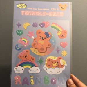 Milkjoy bear stickers, Glitter, Waterproof laptop stickers, Planners, Journals, Diaries, Scrapbooking, Hydro flask stickers, Teddy Bear