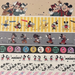 Voorbeeld vintage Disney-washi-tape, 0,5 m (~20") plakband, stopgezette limited edition Mickey Minnie Pluto Goofy, klassiek disney