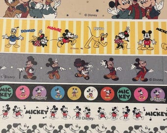 Vintage Disney washi tape sample, 0.5 m (~20") masking tape sample, discontinued limited edition Mickey Minnie Pluto Goofy, classic disney