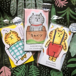 Gorogoro Nyansuke, mémos chats Goro, cartes messages chats, blocs-notes chats, pense-bêtes chats, papier à lettres 使箋, , papeterie japonaise, bloc-notes