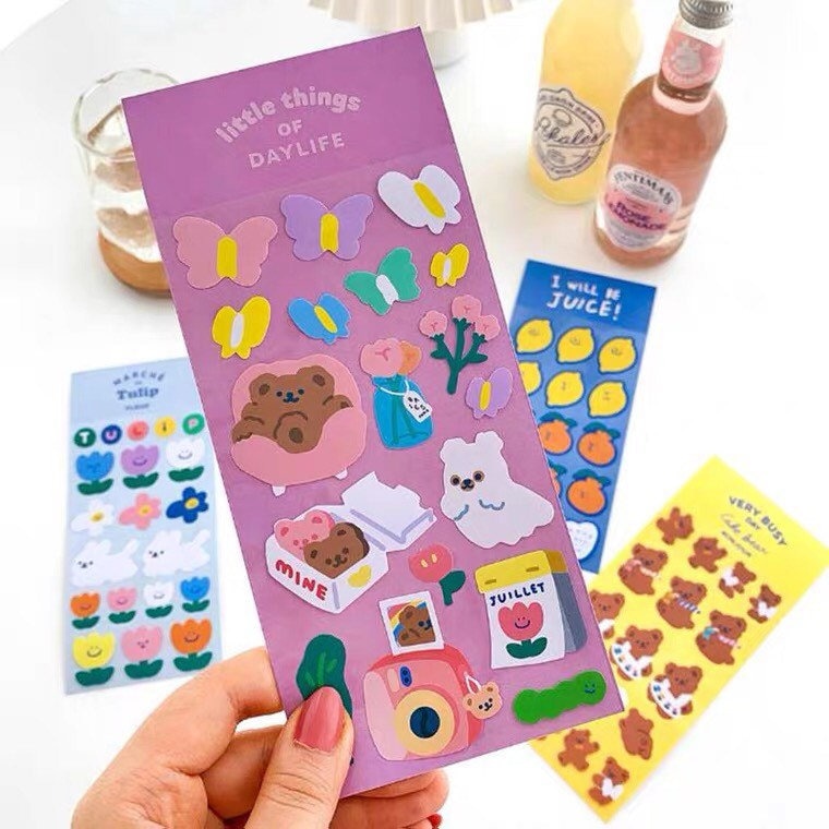 Bear Sticker, Waterproof Sticker, Kawaii Polco Stickers, Cute Korean ...