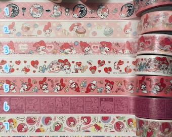 22 designs Sanrio My Melody washi tape samples (20'/ 50cm), Sanrio masking tape, My Melody masking tape, Japanese premium Sanrio washi tape